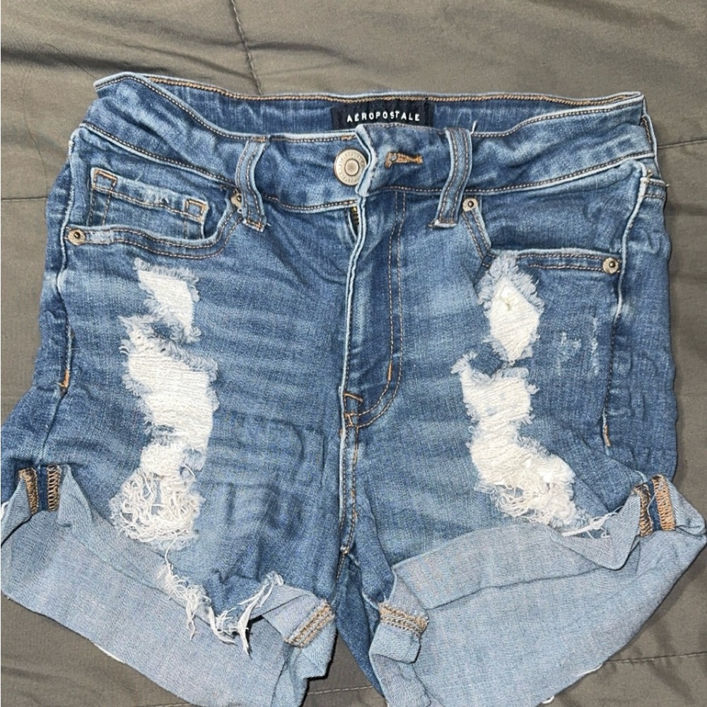 Aeropostale Women's Distressed Blue Jean Shorts